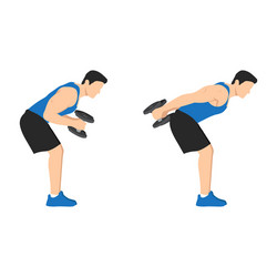 man doing bent over double arm tricep kickbacks vector image