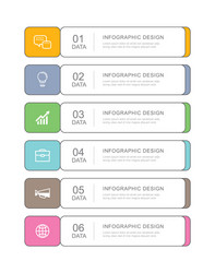 6 data infographics tab paper thin line index vector