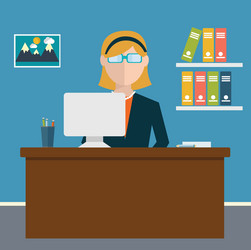 Business concept - woman sitting at the table vector