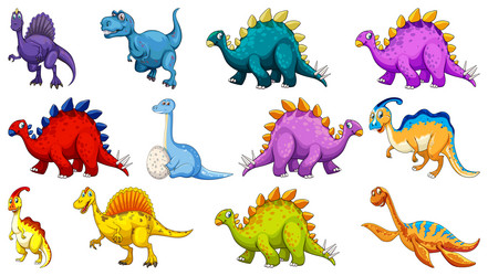 Dinosaur set on white background Royalty Free Vector Image