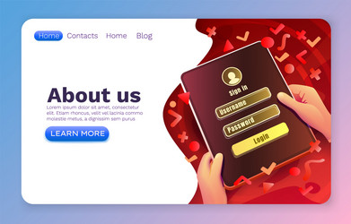 login window app sign in username password web vector image