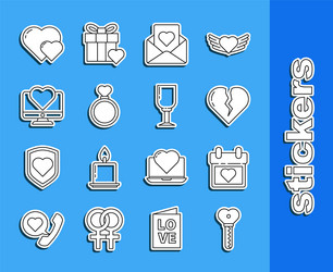 set line key in heart shape calendar with broken vector image