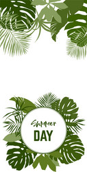 round nanner with plain green tropical leaves Vector Image
