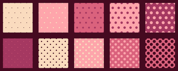 set polka dots seamless pattern simple background vector image