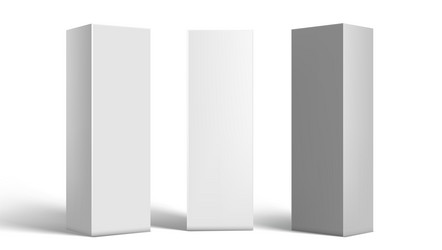 3d cardboard boxes set front and half side view vector image