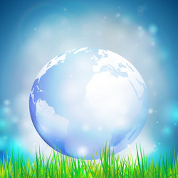 abstract background of globe with grass view vector