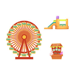 amusement park objects icon set vector image