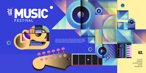 colorful music festival for event banner vector