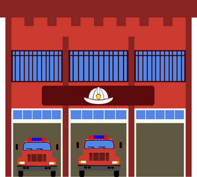 front view of a fire station vector