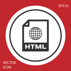grey html file document icon download button vector image