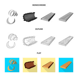 isolated object of tree and raw symbol set vector image