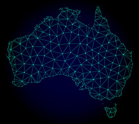 polygonal wire frame mesh map of australia vector