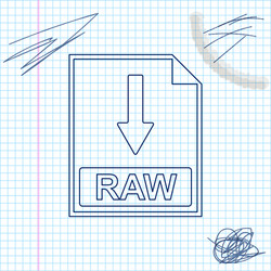 raw file document icon download button line vector image