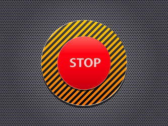 Red stop button on stripe panel vector