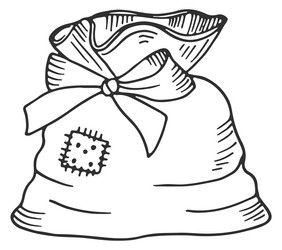 Santa Sack Sketch - Gift Bag Doodle Vector Image