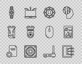 set line file document tablet project team base vector image