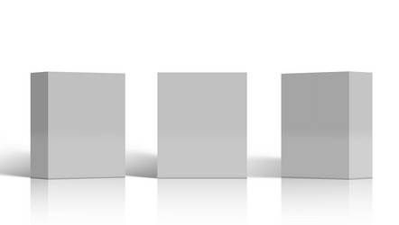 3d cardboard boxes set front and half side view vector image