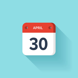 april 30 isometric calendar icon with shadow vector