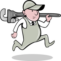Cartoon Plumber with Wrench Vector Image