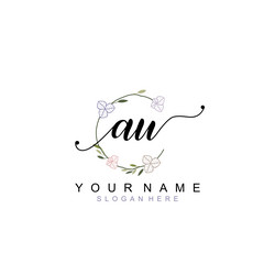 elegant floral initial logo designs with au Vector Image