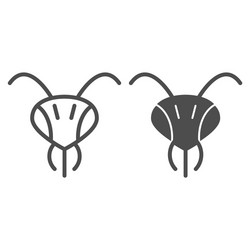 Head bee line and solid icon honey concept vector