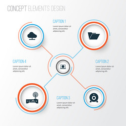notebook icons set collection of web tree vector image