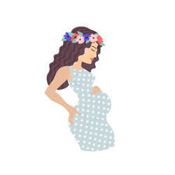 Pregnant latin american woman wearing floral vector