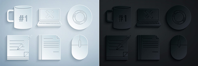 set file document scotch blank notebook and pen vector image