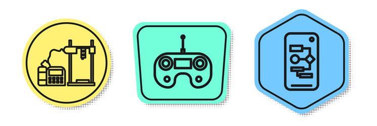 set line 3d printer remote control and algorithm vector image
