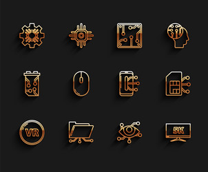 set line virtual reality folder and lock vector image