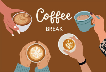 coffee break art with text isolated vector