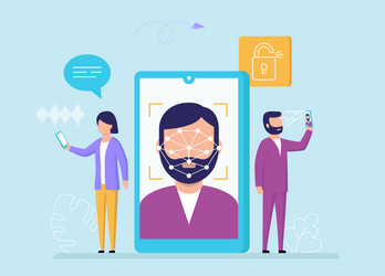 face recognition device unlock concept cartoon vector