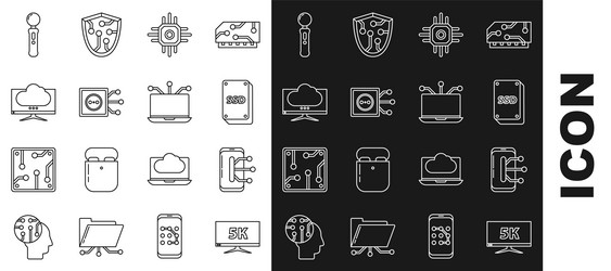 set line monitor display with 5k video smartphone vector image