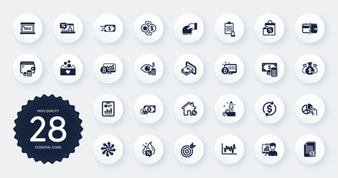 set of finance icons such as bitcoin chart vector