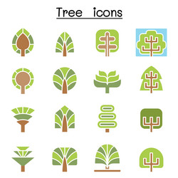 tree icon set in flat color style vector image