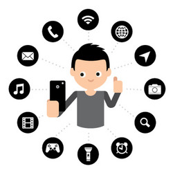 App touchscreen smart phone mobile icon vector