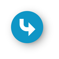 blue round button with arrow pointing right vector