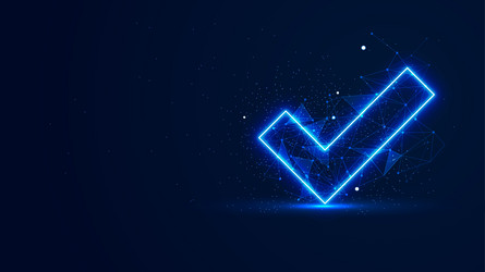 futuristic glowing check mark with plexus lines vector image