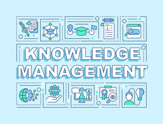 knowledge management text with linear icons vector