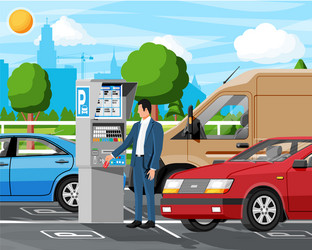 Man Using Parking Meter vector image