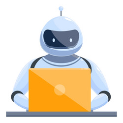 modern robot using laptop working at desk vector image