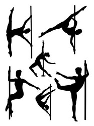 Pole Dance Silhouette - Woman Pose Vector Image
