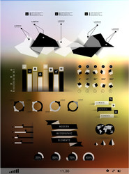 Set elements of infographics on blur background vector