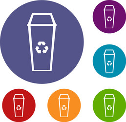 trash can icons set vector image