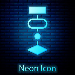 Glowing neon algorithm icon isolated on brick vector