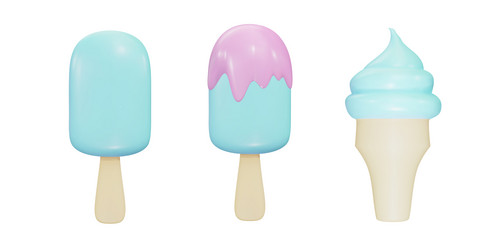 ice cream with icing and in a cone 3d vector image