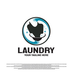 Laundry logo design with wash clothes concept vector