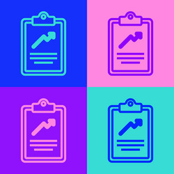 pop art line clipboard with graph chart icon vector image