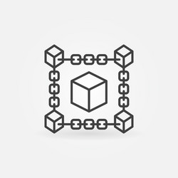 block chain cube line icon blockchain vector image
