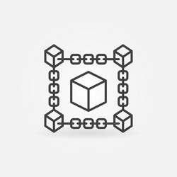 block chain cube line icon blockchain vector